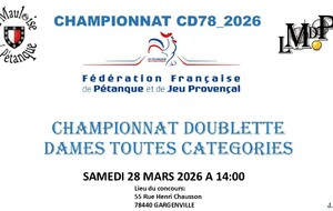 CHAMPIONNAT DOUBLETTE DAMES TOUTES CATEGORIE