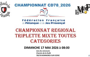 CHAMPIONNAT REGIONAL TRIPLETTE MIXTE TOUTES CATEGORIES